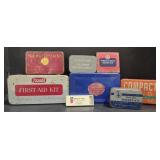(M) Vtg. First Aid Kit Tins (Rexall Kit approx 8"