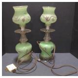 (M) Vintage Seafoam Green Boudoir Lamps.