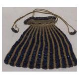 (AM) Vintage Blue and Beige Coin Purse.