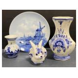 (X) Lot Of Delft Ceramic Items including Flower