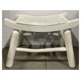 (AM) White Painted Wood Stool Appr 11.5x16x12