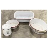 (H)Assorted Vintage Enamel Baking Dishes, Bowls