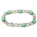(XX) Sterling Silver Green Chalcedony Bracelet