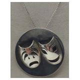 (XX) Vtg. Sterling Comedy & Drama Pendant Necklace