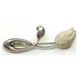 (XX) Vintage Sterling Tulip Brooch