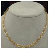 XX)Sterling Gold Tone Hammered Chain Link Necklace