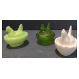 (AM) Vintage Set of Chicken on Nest Covered