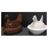 (AM) Vintage Hen on Nest Covered Dishes,