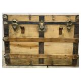 (X) Wood Trunk w/ Leather Handles And Corbin