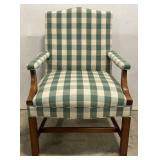(X) Wood Frame Checkered Cushion Arm Chair Very