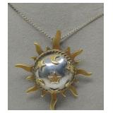 (XX)Vtg. Sterling Celestial Chime Bell Necklace