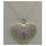 (XX)Vtg. Sterling Silver Heart Pendant Necklace