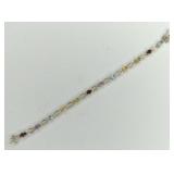 (XX)Sterling Silver Multi Gemstone Bracelet