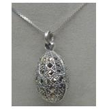 (XX)Sterling Silver Marcasite Pendant Necklace