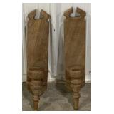 (I)Pair of Wooden Wall Hanging Candle Sconce
