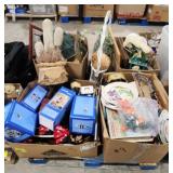 (AM) Pallet Of Holiday Deco, Fungi Deco, Cloths,