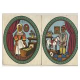 (AM) Wall Hanging Folk Art Girl And Boy Portraits