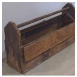 (M) Vintage Wooden Toolbox with locking latch.