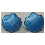 (XX)Sterling Silver Enamel Scallop Earrings
