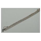 (XX)Sterling Silver Triple Row Rhinestone Bracelet
