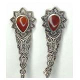 (XX)Orange Carnelian Sterling Silver Earrings