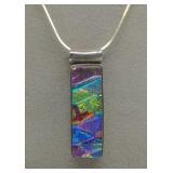 (XX)Vtg. Sterling Silver Glass Pendant Necklace