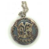 (XX) Sterling Double Face Clown Pendant Necklace