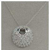 (XXSterling Silver White Sapphire Pendant Necklace