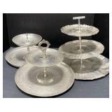 (M) Lot of Aluminum 2 & 3 Tier Serving Trays.