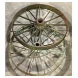 (AM) Metal Wagon Wheels Bidding Price x2 Appr 26