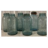 (H) Lot of Blue Glass "Ball" Perfect Mason Jars.