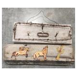 (AM) Hanging Wood, Barbwire, And Nail Sign & 3