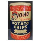 (M) Vintage Yo-Ho Potato Chips Tin. Measuring