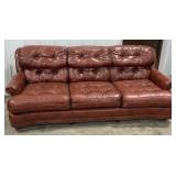 (BO) Burgundy Chesterfield Leather Sofa 