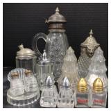 (M) Glassware Salt/Pepper Shakers & Syrup