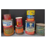 (M) Vintage Tins. Including Miss America Coffee,