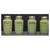 (M) Vintage Jadeite Flour, Sugar, Salt, and