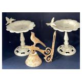 (H) Lot Of Painted Iron Bird Baths & Outdoor