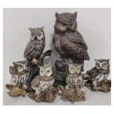 (H) Lot of Porcelain Owl Figurines (Tallest 12")