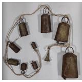 (H) Lot of Vintage Tin Sleigh Bells On Rope