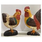 (AM) Wood Carved Rooster Figures Bidding Price x2