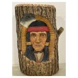 (AM) Indian Head Wood Carving Appr 14.5 in