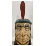 (AM) Wood Carved Wall Hanging Indian Head Appr 16