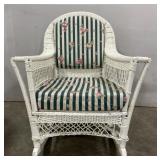 (AM) White Painted Wicker Rocking Chair w/ Floral