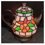 (P) Stained Glass Decorative Tea Pot Shaped Lamp.
