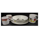 (M) Mickey Mouse Plate,Bowl, & Mugs (Plate approx