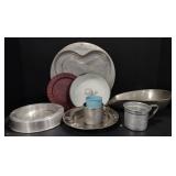 (M) Metal Dishes & Baking Mold w/ Enamelware Bowl