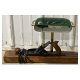 (AM)Vintage Glass Shade Desk Lamp with Metal