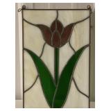 (AM) Hanging Leaded Stain Glass Window Art.