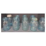 \\\(AA) Vintage Blue Glass Ball Mason Jars. No.